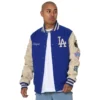 New Era LA Dodgers MLB World Series Varsity Jacket Blue and White