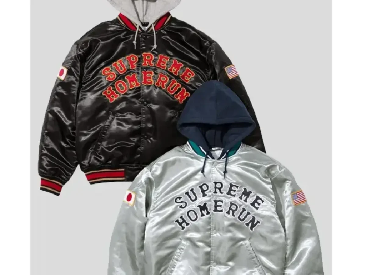 ウェア Supreme Homerun Satin Hooded Varsity Jk Supreme Homerun Satin Hooded Varsity Jacket (SS25) - $288