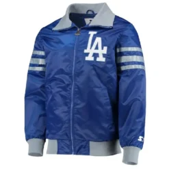 LA Dodgers The Captain II Royal Blue Varsity Satin Full-Zip Jacket
