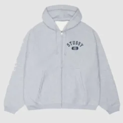 Stussy Varsity Zip-Up Grey Hoodie