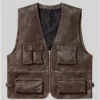 Supreme Leather Cargo Vest Brown