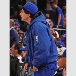 New York Knicks Timothée Chalamet Blue Hooded Oversized Jacket