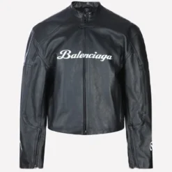 Automobili Lamborghini Balenciaga Leather Jacket Black