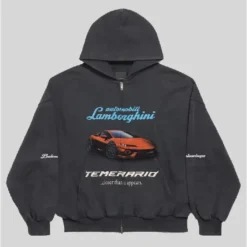 Balenciaga I Automobili Lamborghini Zip-up Hoodie Black