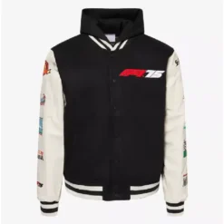 Formula 1 F175 Logo Black and Off White Varsity Jacket