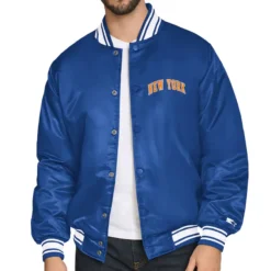 NY Knicks Basketball Logo Varsity Satin Jacket