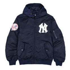 NY Yankees Historic L-2B Hooded Navy Blue Bomber Jacket