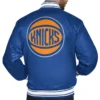 New York Knicks Blue/Gray Basketball Logo Varsity Satin Jacket