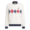 Adidas Argyle Printed 1/4-Zip Sweatshirt White