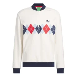 Adidas Argyle Printed 1/4-Zip Sweatshirt White