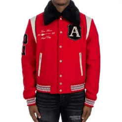 Amiri Red Bomber Varsity Jacket