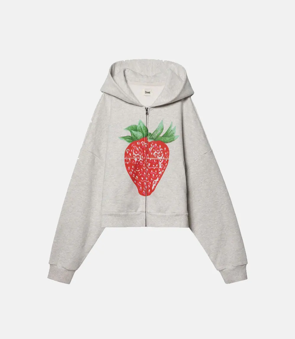 Elwood Strawberry Print Hoodie Grey Elwood Strawberry Print Fleece Hoodie