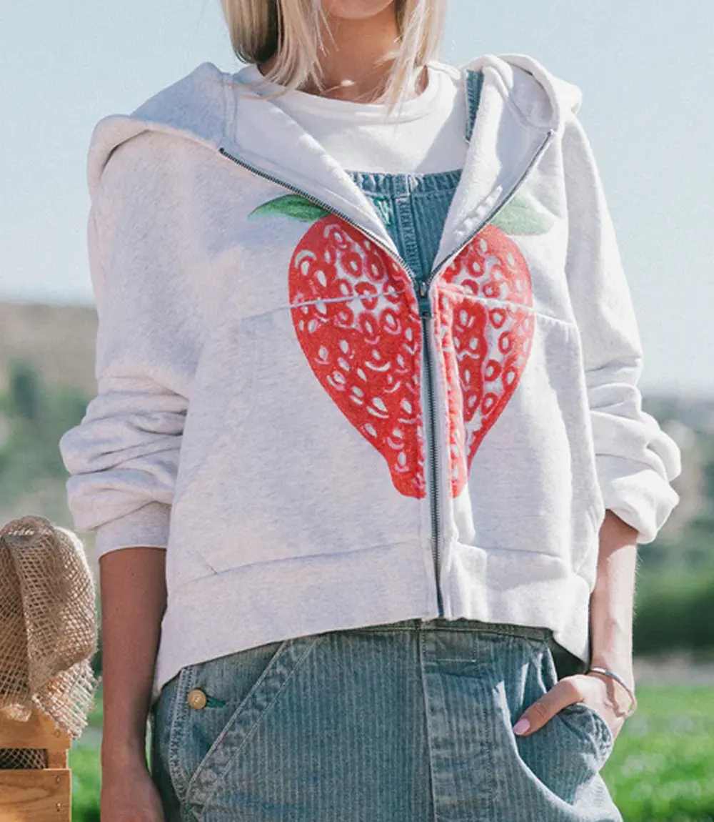 Elwood Strawberry Print Hoodie Grey Elwood Strawberry Print Hoodie Grey