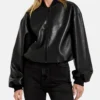 Henne Mara Bomber Leather Black Jacket