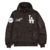 LA Dodgers Historic L-2B Hooded Bomber Brown Jacket