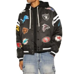 NFL National Football League All Teams Patch Black Jacket