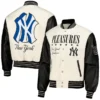 NY Yankees Pleasures White Varsity Jacket for Mens