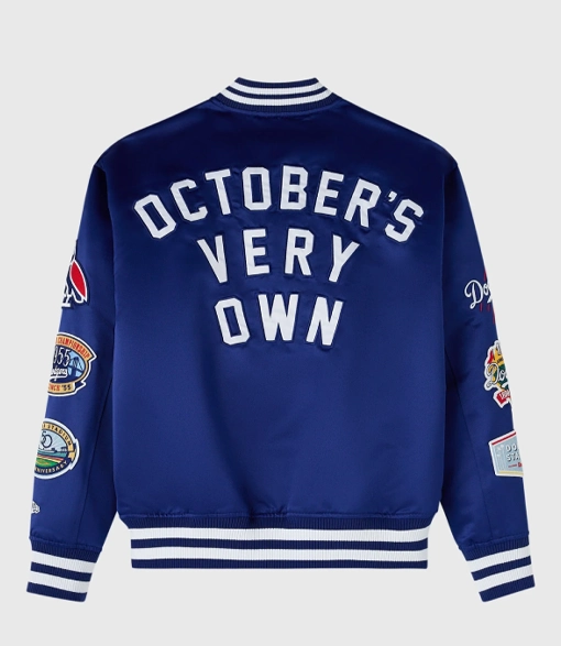 OVO x New Era x MLB Dodgers Varsity Blue Jacket OVO New Era x MLB Dodgers Varsity Jacket Blue