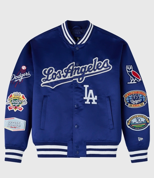 OVO x New Era x MLB Dodgers Varsity Jacket OVO x New Era x MLB Dodgers Varsity Jacket Blue