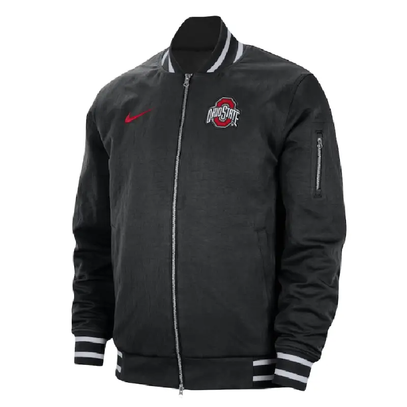 Ohio State Buckeyes Nike Full Zip Black Bomber Jacket Nike Ohio State Buckeyes Bomber Jacket Black
