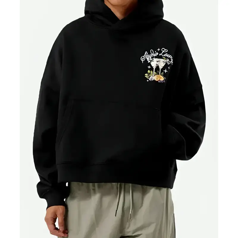 Pacsun Studio Lounge Cropped Hoodie Black Pacsun Studio Lounge Cropped Black Hoodie
