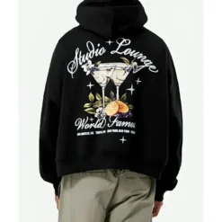 Pacsun Studio Lounge Cropped Pullover Fleece Black Hoodie
