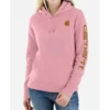 Pink Carhartt Sleeve Logo Hoodie Unisex