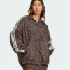 Brown Adidas Leopard Firebird Oversized Track Jacket