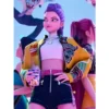 Rumi KPop Demon Hunters 2025 Cropped Yellow Moto Leather Jacket