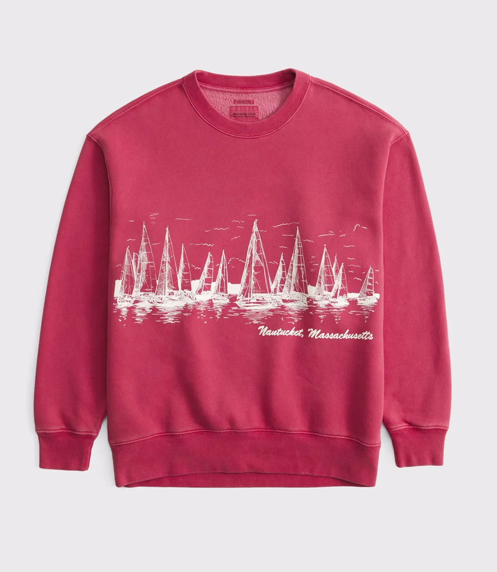 Abercrombie Nantucket Red Crew Sweatshirt Red Abercrombie Nantucket Sweatshirt