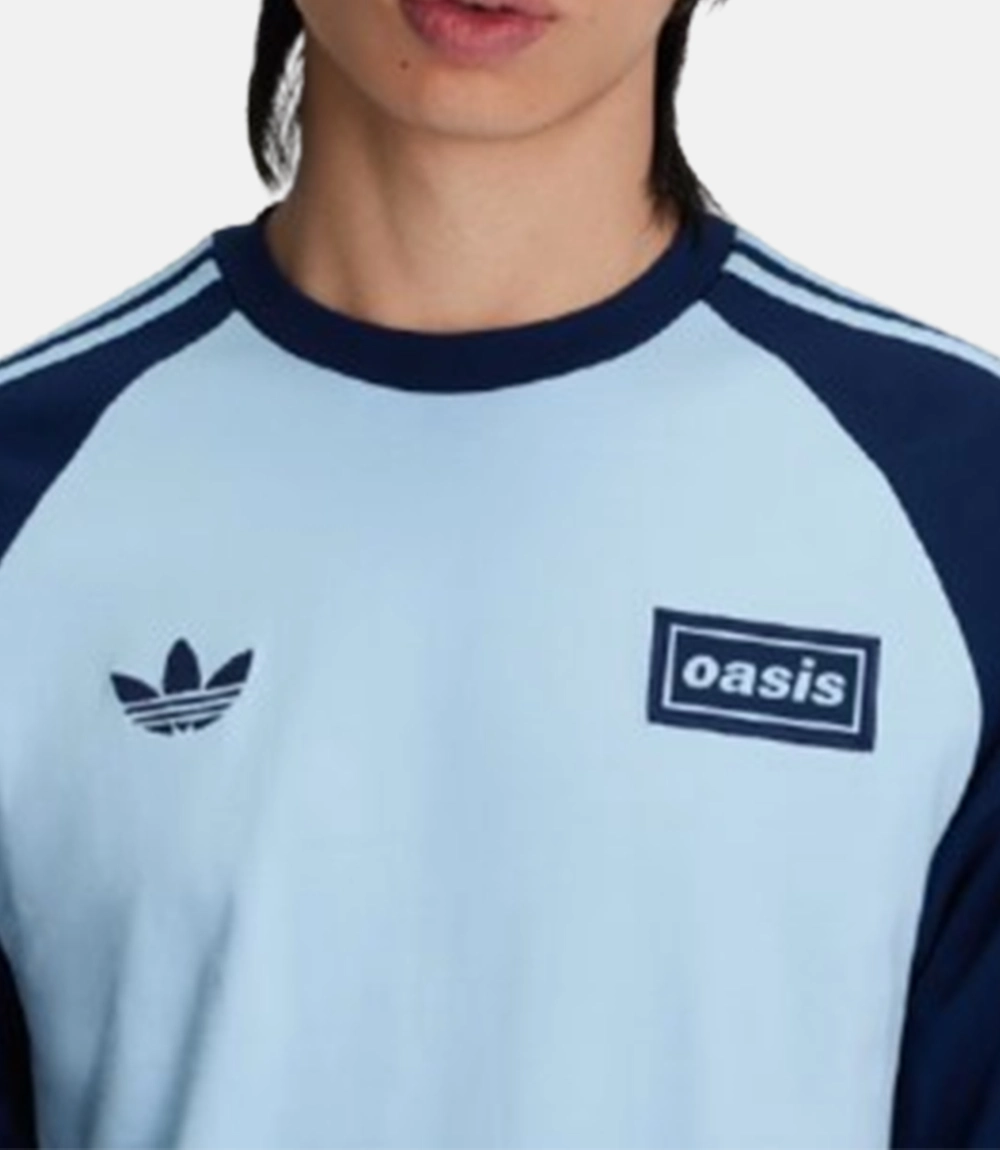 Adidas x Oasis Tour 3-Stripes Long Sleeves Blue T-Shirt Adidas x Oasis Tour 3-Stripes Long Blue Sleeves T-Shirt