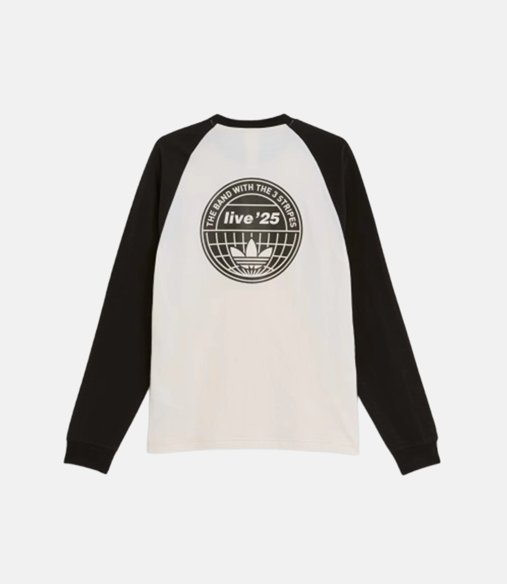 Adidas x Oasis Tour 3-Stripes Long Sleeves T-Cream Shirt Adidas x Oasis Tour 3-Stripes Long Sleeves T-Shirt Cream