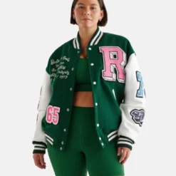 Barbie X Roots 65 Green Varsity Jacket
