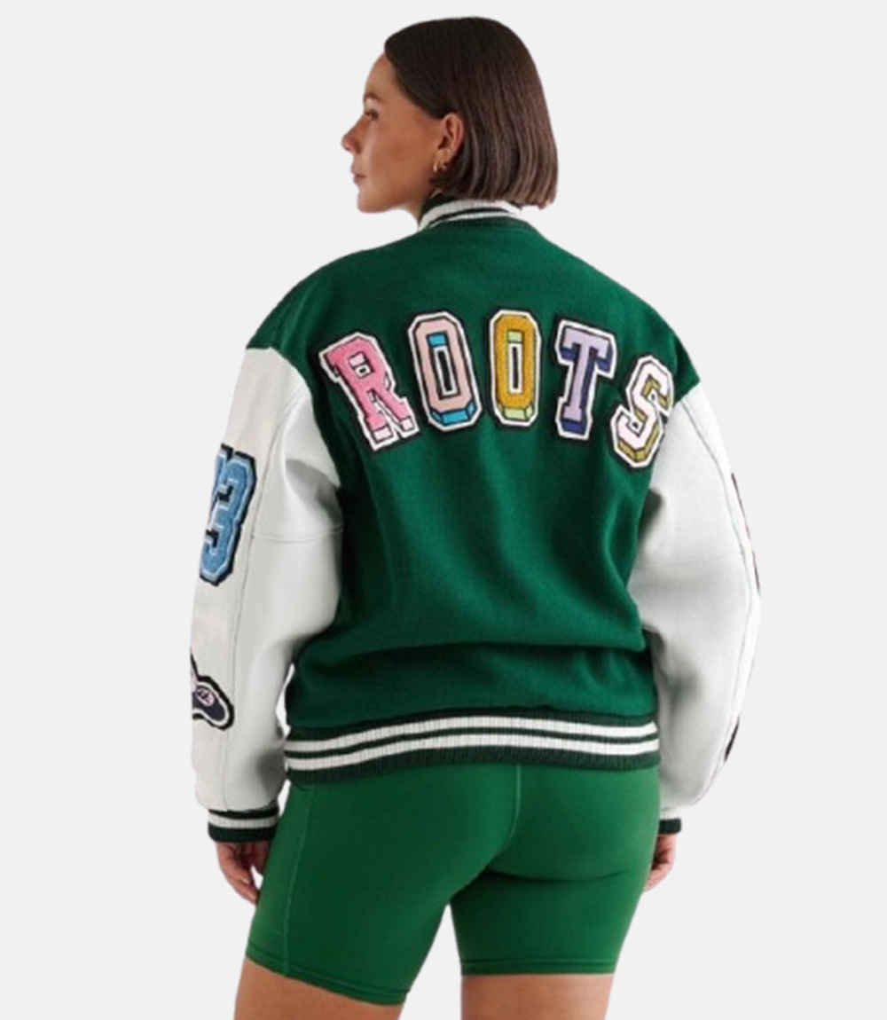 Barbie X Roots 65 Green Varsity Jacket Barbie X Roots 65 Varsity Jacket Green