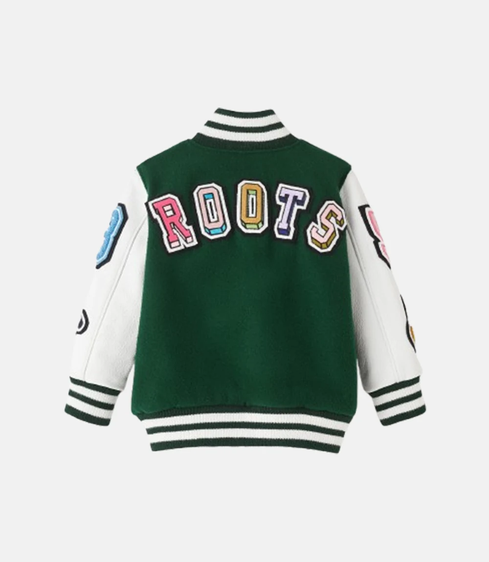 Barbie X Roots 65 Varsity Green Jacket Barbie X Roots 65 Bomber Varsity Jacket
