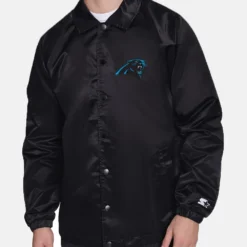 Carolina Panthers Starter Printed Logo Raglan Coaches Jacket Black