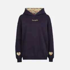 De Summer Harvest Yellow Script Logo Blue Hoodie