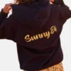 De Summer Harvest Yellow Script Logo Hoodie Blue