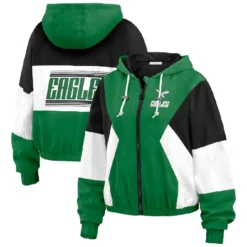 Erin Andrews Philadelphia Eagles Kelly Color Block Jacket Black/Green