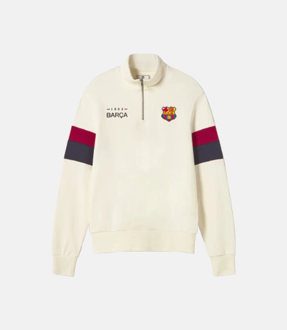 FC Barcelona Retro 1899 Half Zip Sweatshirt for Sale FC Barcelona Retro 1899 Sweatshirt Cream
