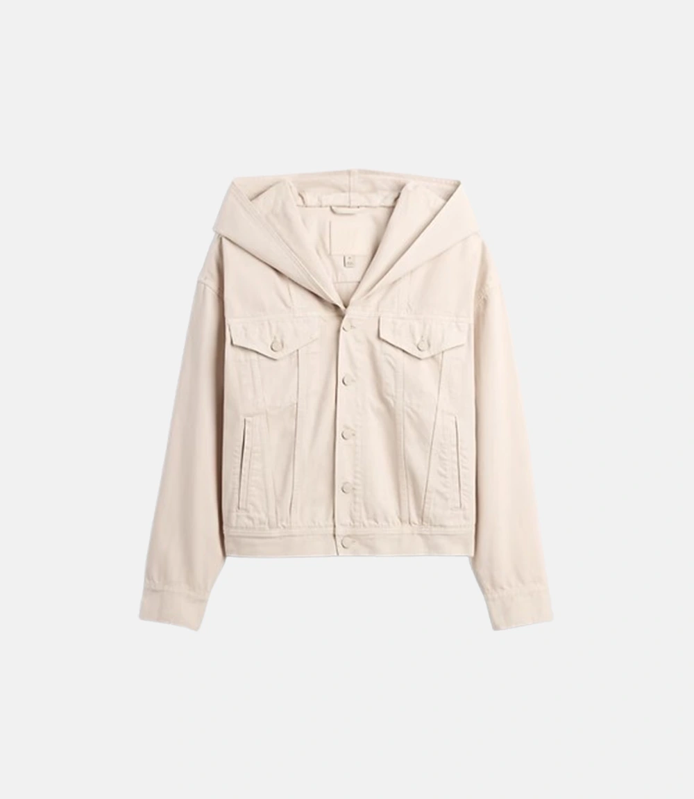 GAP x BEIS Hooded Denim Jacket Cream Gap × BEIS Oversized Light Tundra Denim Jacket for Women