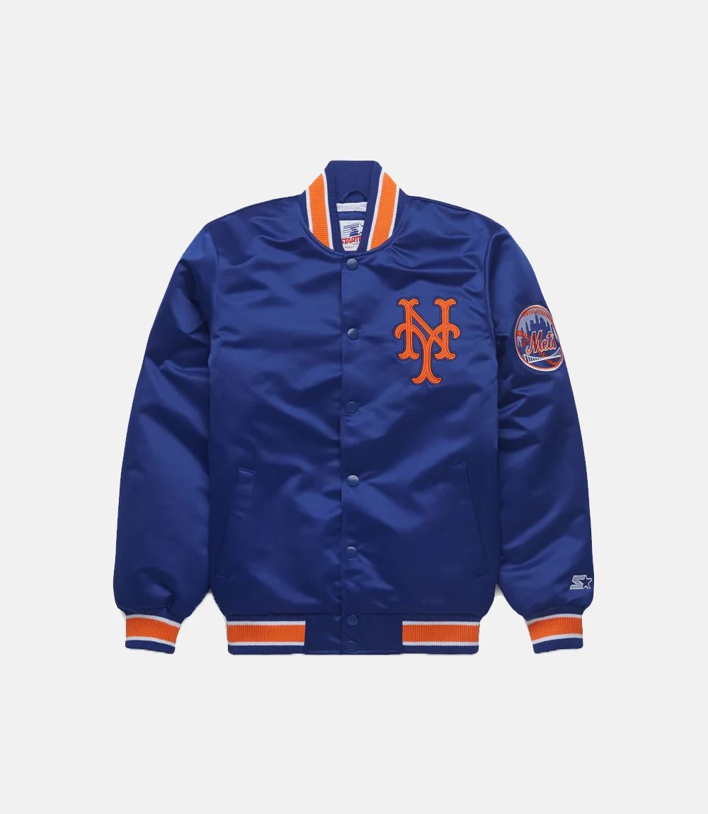 HOMAGE X Starter Mets Satin Jacket Navy HOMAGE X Starter Mets Blue Satin Jacket