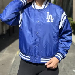 LA Dodgers Starter Full Count Varsity Crop Jacket