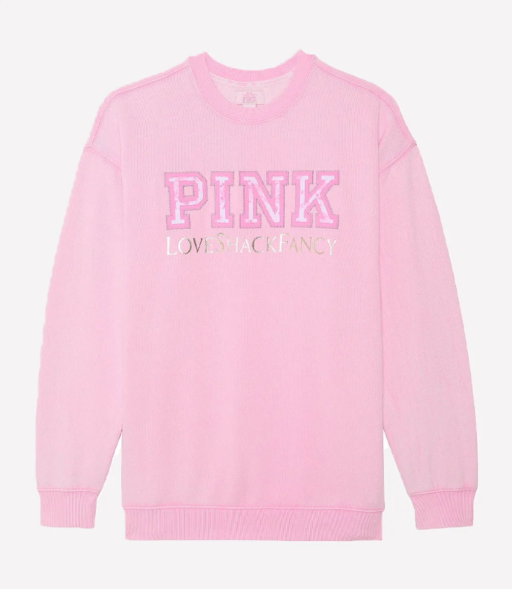 Love Shack Fancy PINK Crew Sweatshirt Love Shack Fancy PINK shirt