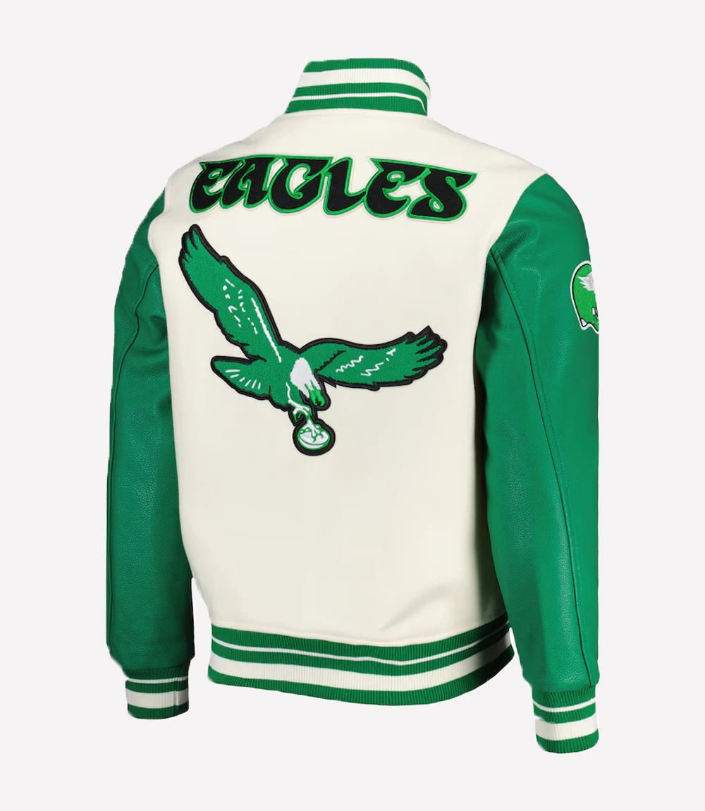 Philadelphia Eagles Retro Classic Varsity Bomber Jacket Philadelphia Eagles Retro Classic Varsity Jacket Back