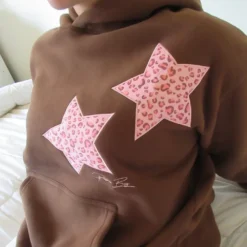 Prisana Bay Star Leopard Hoodie Brown