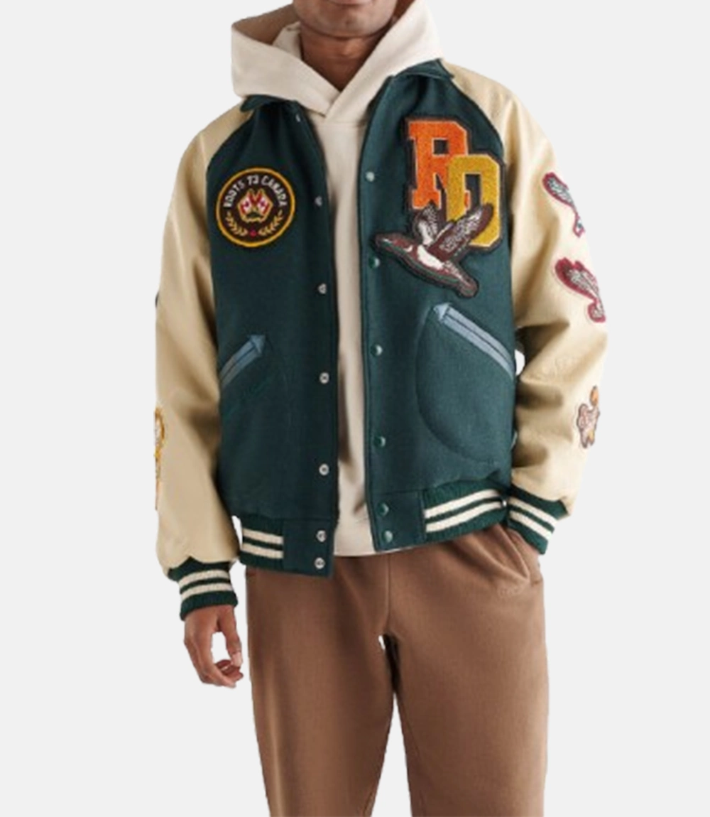 Roots Outdoors 24 Varsity Green Jacket Roots Outdoors 24 Varsity Bomber Jacket