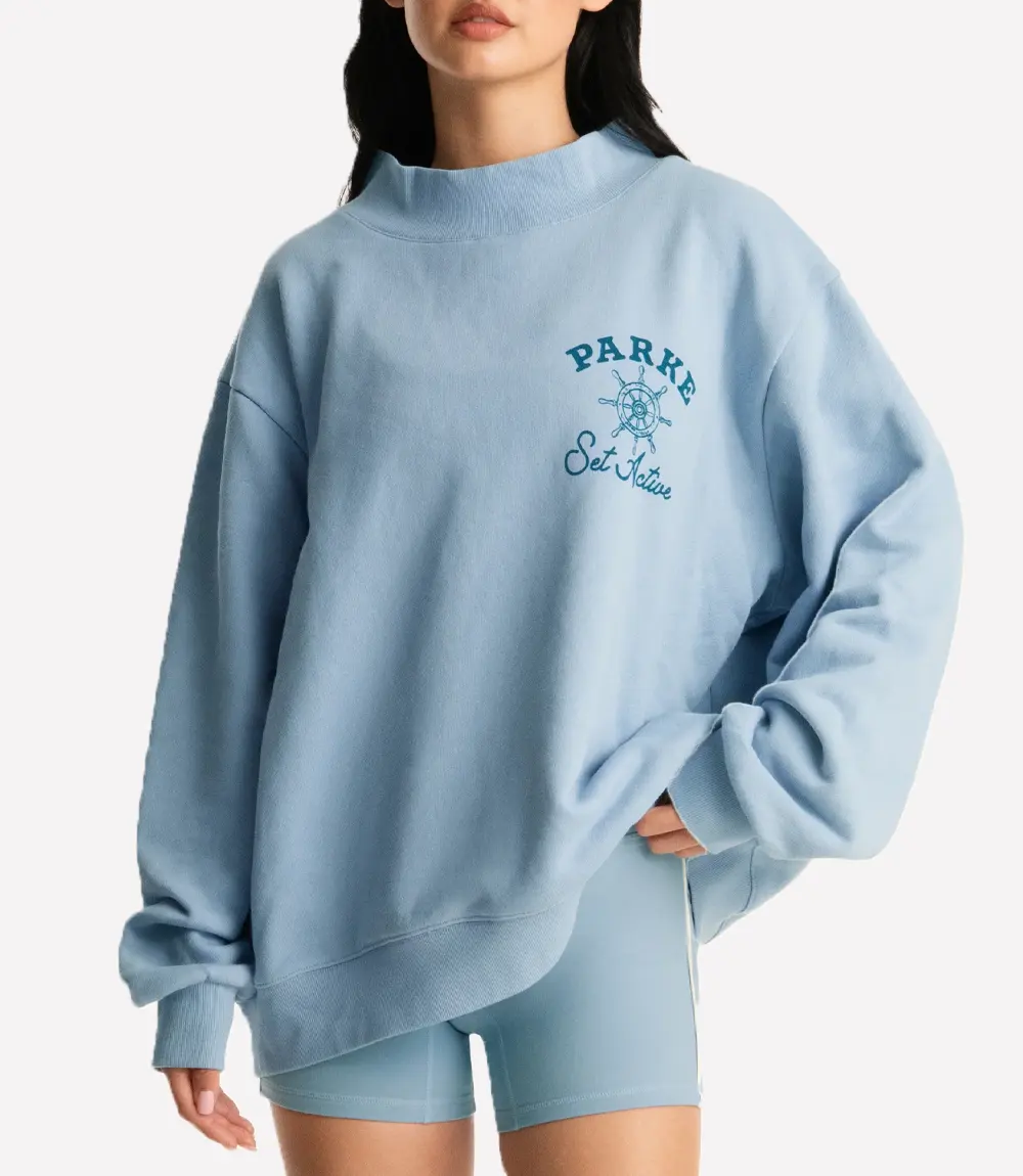 SET Active x Parke Blue Mockneck Sweatshirt SET x Parke Blue Mockneck Sweatshirt New