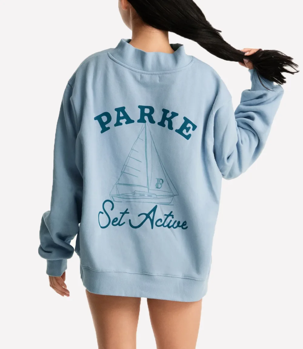 SET x Parke Blue Sweatshirt SET x Parke Blue Mockneck Sweatshirt