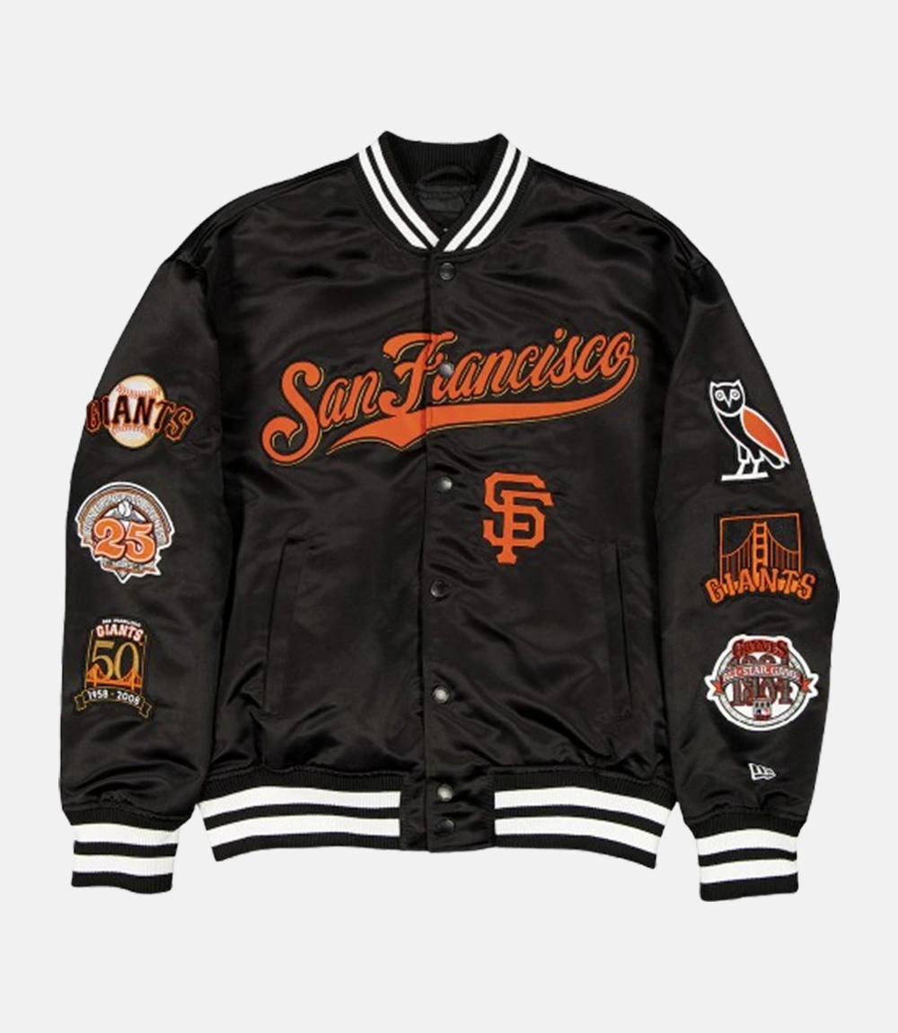 San Francisco Giants OVO x New Era Black Twill Jacket San Francisco Giants OVO x New Era Satin Jacket
